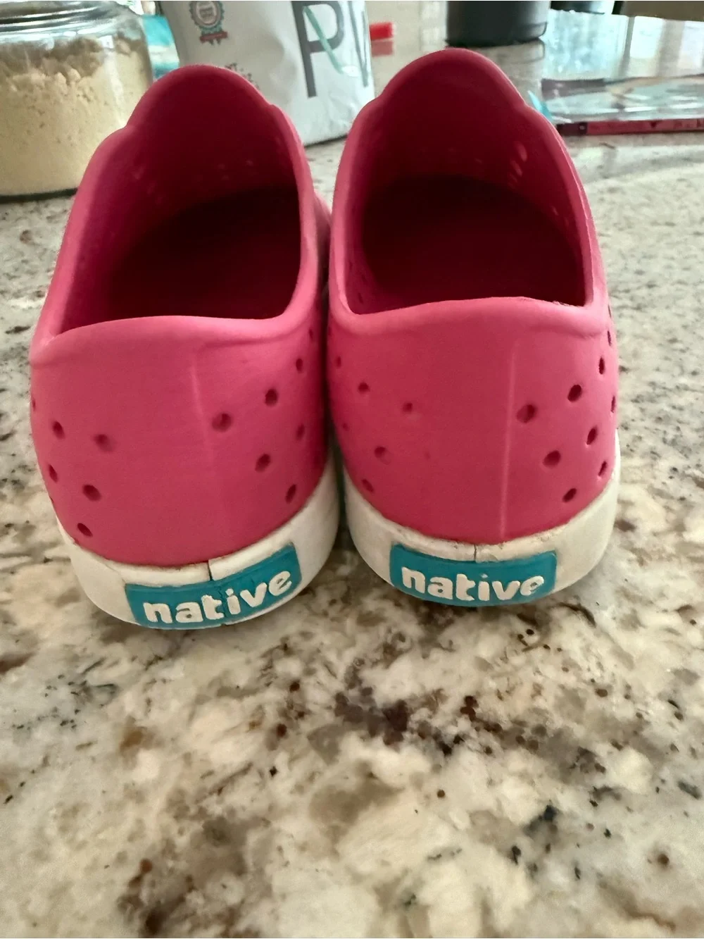 Native Kids Water Slip-On Shoes in Bright Pink with White Toe